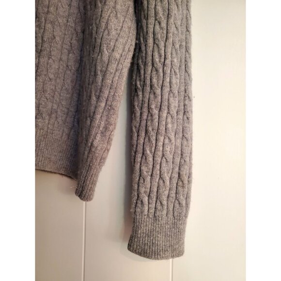 Jack Wills Gray Cable Knit Sweater Mens L Merino Wool Crew Fabulously British - Picture 2 of 8